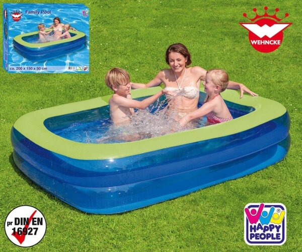 HAPPY PEOPLE® Planschbecken Family Pool blau, grün 200,0 x 150,0 x 50,0 cm  ( 77785 )