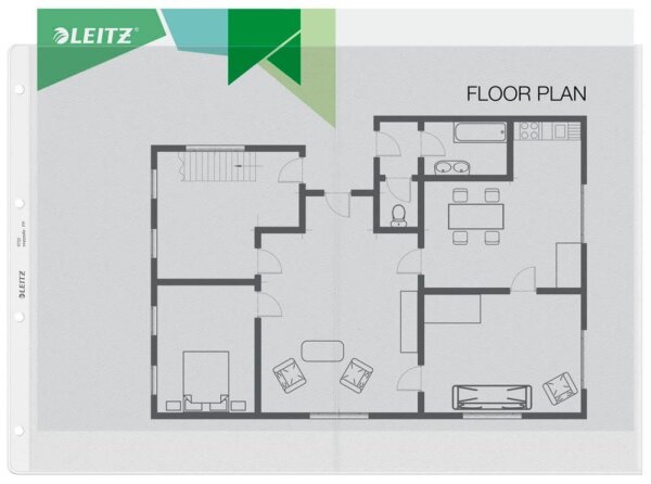 LEITZ Prospekthüllen DIN A3 quer transparent glatt 0,13 mm, 50 St.