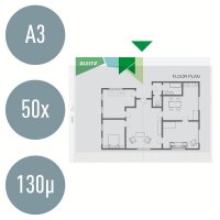 LEITZ Prospekthüllen DIN A3 quer transparent glatt 0,13 mm, 50 St.