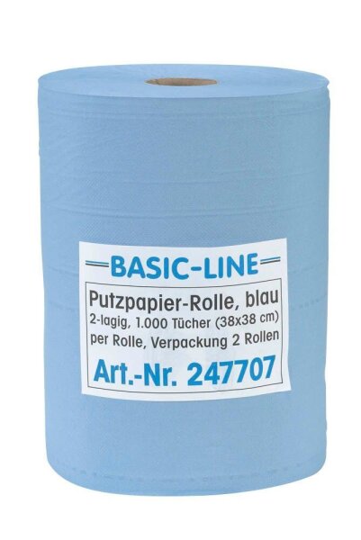 Putztuchrollen Basic-Line 2-lagig blau, 1.000 Blätter, 2 Rollen