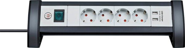 brennenstuhl Premium-Office-Line 4-fach Steckdosenleiste mit Schalter 1,8 m schwarz mit USB-Buchse
