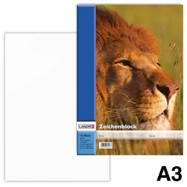 LANDRÉ® Zeichenblock DIN A3 100 g/qm, 10...