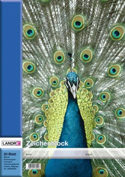 LANDRÉ® Zeichenblock DIN A3 100 g/qm, 20...