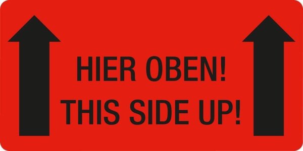 EICHNER Warnetiketten rot »Hier oben!« 100,0 x 50,0 mm, 250 Etiketten