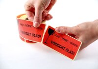 EICHNER Warnetiketten rot »Vorsicht Glas!« 100,0 x 50,0 mm, 250 Etiketten