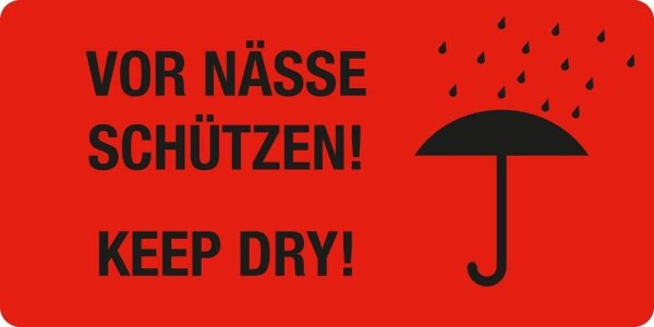 EICHNER Warnetiketten rot »Vor Nässe schützen!« 100,0 x 50,0 mm, 250 Etiketten