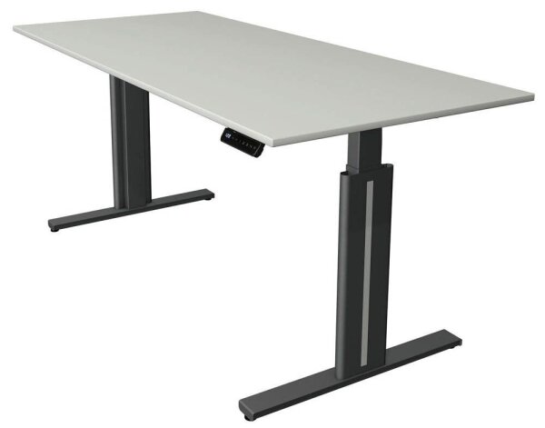 Kerkmann Move 3 elegant elektrisch höhenverstellbarer Schreibtisch lichtgrau rechteckig, T-Fuß-Gestell grau 180,0 x 80,0 cm