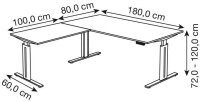 Kerkmann Move 3 elegant elektrisch höhenverstellbarer Schreibtisch anthrazit L-Form, T-Fuß-Gestell grau 180,0 x 180,0 cm