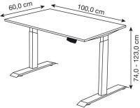 Kerkmann Move 1 elektrisch höhenverstellbarer Schreibtisch anthrazit rechteckig, T-Fuß-Gestell grau 100,0 x 60,0 cm
