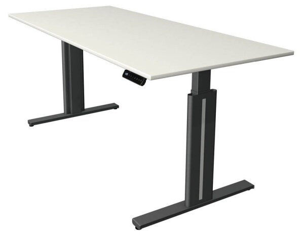 Kerkmann Move 3 elegant elektrisch höhenverstellbarer Schreibtisch weiß rechteckig, T-Fuß-Gestell grau 180,0 x 80,0 cm