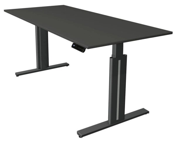Kerkmann Move 3 elegant elektrisch höhenverstellbarer Schreibtisch anthrazit rechteckig, T-Fuß-Gestell grau 180,0 x 80,0 cm