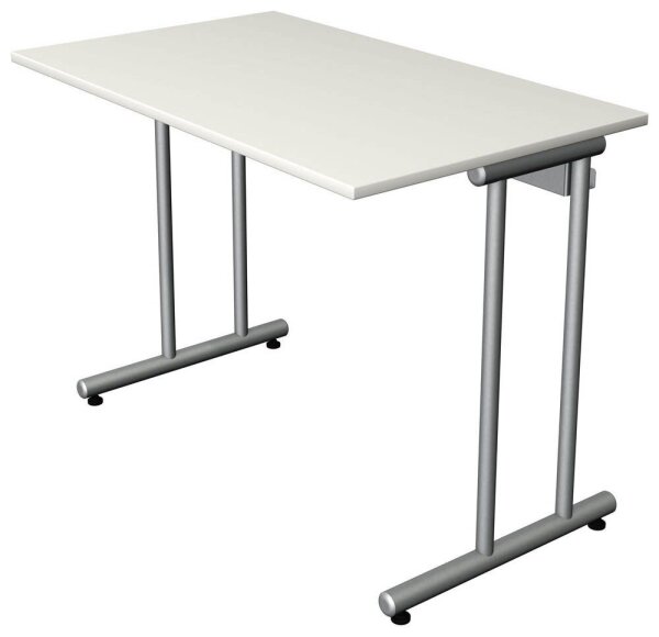 Kerkmann Smart office Schreibtisch weiß rechteckig, C-Fuß-Gestell silber 100,0 x 60,0 cm