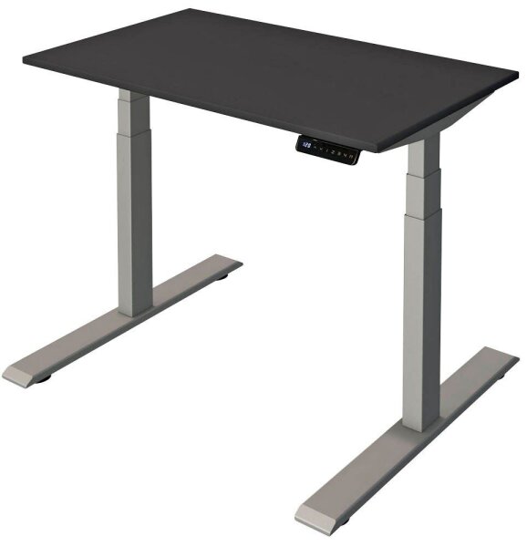 Kerkmann Smart office elektrisch höhenverstellbarer Schreibtisch anthrazit rechteckig, T-Fuß-Gestell silber 100,0 x 60,0 cm