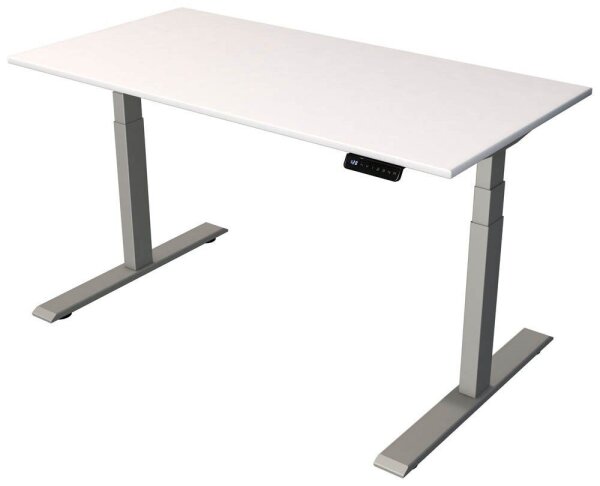 Kerkmann Smart office elektrisch höhenverstellbarer Schreibtisch weiß rechteckig, T-Fuß-Gestell silber 140,0 x 70,0 cm