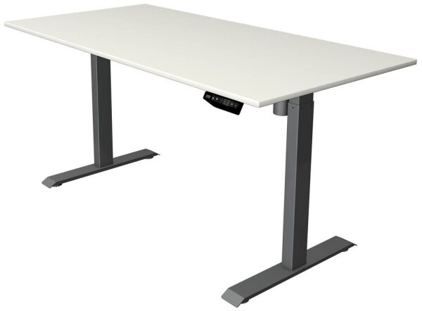 Kerkmann Move 1 elektrisch höhenverstellbarer Schreibtisch weiß rechteckig, T-Fuß-Gestell grau 160,0 x 80,0 cm