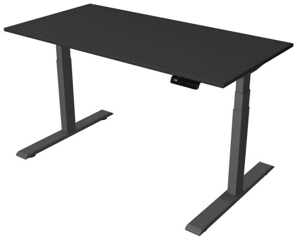Kerkmann Smart office elektrisch höhenverstellbarer Schreibtisch anthrazit rechteckig, T-Fuß-Gestell grau 140,0 x 70,0 cm