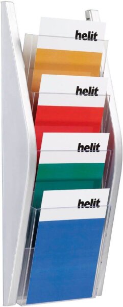 helit Wandprospekthalter the arc silber DIN A4 4 Fächern 27,5 x 8,0 x 54,0 cm, 1 St.