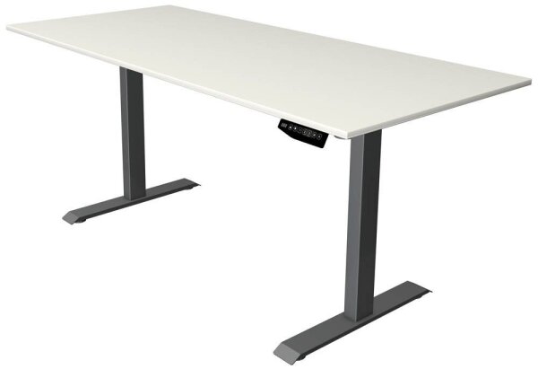 Kerkmann Move 1 elektrisch höhenverstellbarer Schreibtisch weiß rechteckig, T-Fuß-Gestell grau 180,0 x 80,0 cm