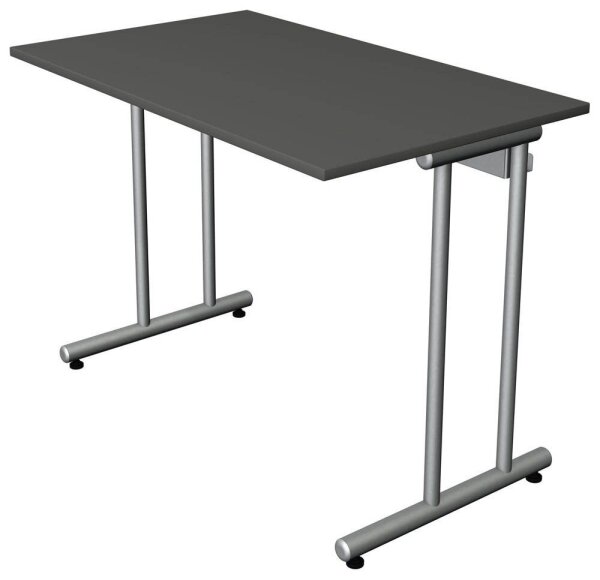Kerkmann Smart office Schreibtisch anthrazit rechteckig, C-Fuß-Gestell silber 100,0 x 60,0 cm