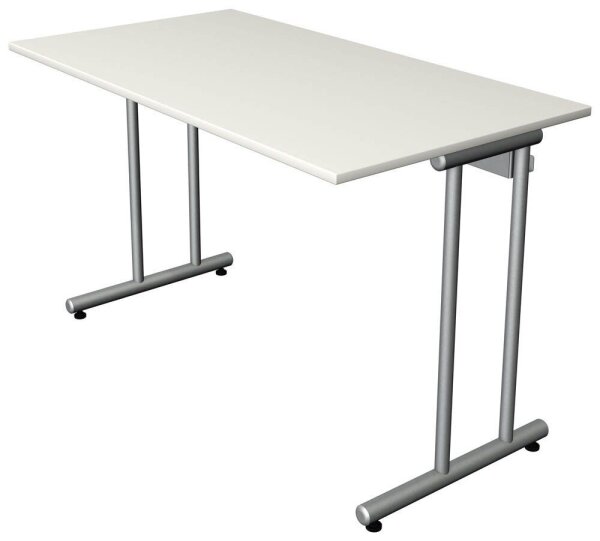 Kerkmann Smart office Schreibtisch weiß rechteckig, C-Fuß-Gestell silber 120,0 x 65,0 cm