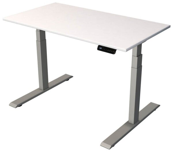 Kerkmann Smart office elektrisch höhenverstellbarer Schreibtisch weiß rechteckig, T-Fuß-Gestell silber 120,0 x 65,0 cm