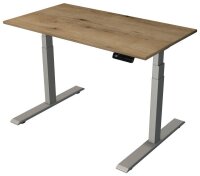 Kerkmann Smart office elektrisch höhenverstellbarer Schreibtisch eiche rechteckig, T-Fuß-Gestell silber 120,0 x 65,0 cm
