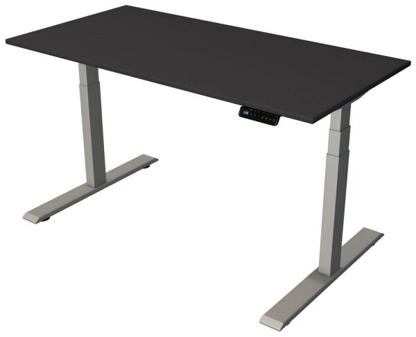 Kerkmann Smart office elektrisch höhenverstellbarer Schreibtisch anthrazit rechteckig, T-Fuß-Gestell silber 140,0 x 70,0 cm