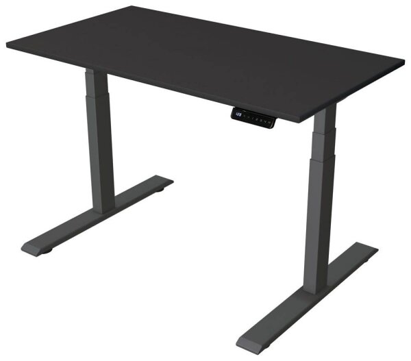 Kerkmann Smart office elektrisch höhenverstellbarer Schreibtisch anthrazit rechteckig, T-Fuß-Gestell grau 120,0 x 65,0 cm