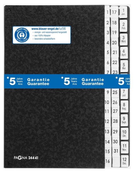 PAGNA Pultordner 1-31, 1-12, Jan.-Dez. schwarz, 1 St.