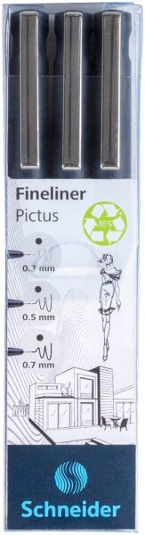 Schneider Pictus Fineliner-Set schwarz, 3 St.
