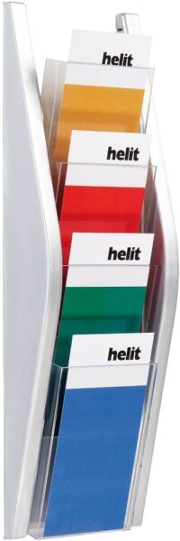 helit Wandprospekthalter the arc silber 1/3 DIN A4 4 Fächern 16,5 x 8,0 x 54,0 cm, 1 St.