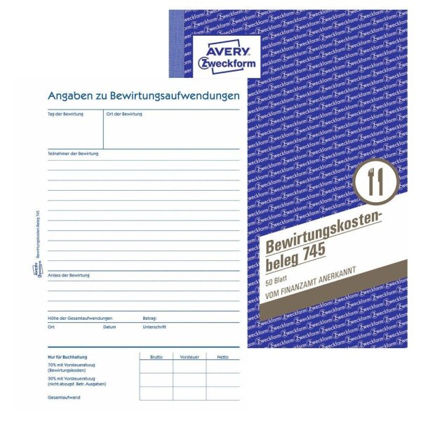 AVERY Zweckform Bewirtungskostenbeleg Formularbuch 745, 1 St.