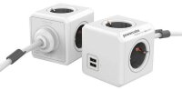 allocacoc PowerCube Extended DUO USB 2-fach Steckdosenwürfel  1,5 m weiß mit USB-Buchse
