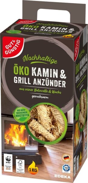 GUT&GÜNSTIG Kamin- & Grillanzünder braun, 1,0 kg, 1 St.