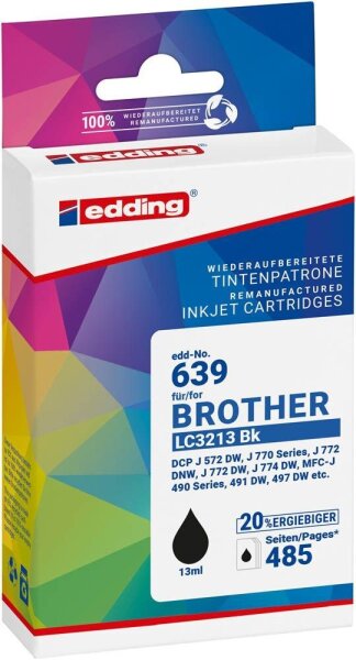 edding EDD-639 schwarz Druckerpatrone kompatibel zu brother LC3213BK