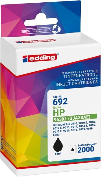 edding EDD-692 schwarz Druckerpatrone kompatibel zu HP 963XL (3JA30AE)