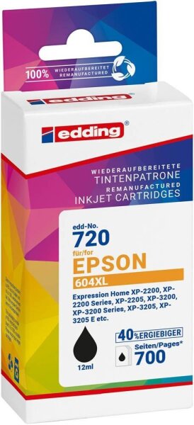 edding EDD-720 schwarz Druckerpatrone kompatibel zu EPSON 604XL (T10H1)