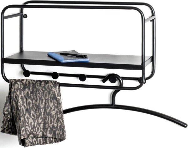 HAKU Möbel Wandgarderobe 23506 schwarz Metall 5 Haken 45,0 x 25,0 cm, 1 St.
