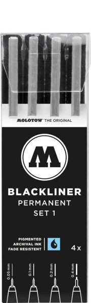 MOLOTOW BLACKLINER SET 1 Fineliner-Set schwarz, 4 St.