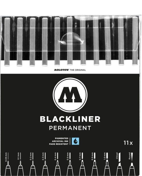 MOLOTOW BLACKLINER Complete Fineliner-Set schwarz, 11 St.