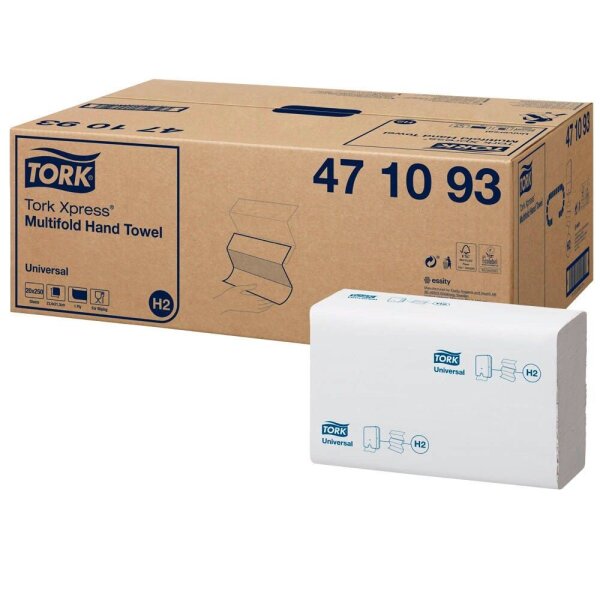 TORK Papierhandtücher 471093 Xpress® H2 Universal Interfold-Falzung 1-lagig weiß, 5.000 Tücher