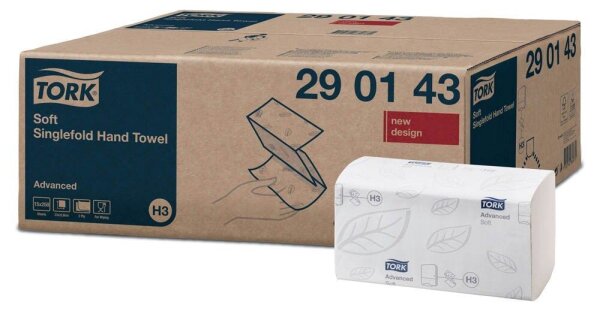 TORK Papierhandtücher 290143 H3 Advanced Zick-Zack-Falzung 2-lagig 3.750 Tücher