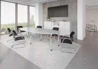 HAMMERBACHER Konferenztisch KT28C lichtgrau Tonnenform, Rundrohr chrom, 280,0 x 85,0/130,0 x 72,0 - 74,0 cm