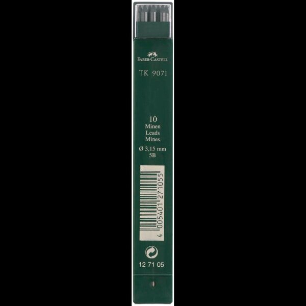 FABER-CASTELL TK 9071 Fallminen-Bleistiftminen schwarz 5B 3,15 mm, 10 St.