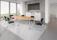 HAMMERBACHER Konferenztisch KT28C buche Tonnenform, Rundrohr chrom, 280,0 x 85,0/130,0 x 72,0 - 74,0 cm