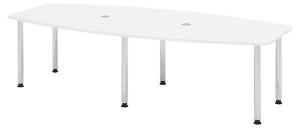 HAMMERBACHER Konferenztisch KT28C weiß Tonnenform, Rundrohr chrom, 280,0 x 85,0/130,0 x 72,0 - 74,0 cm