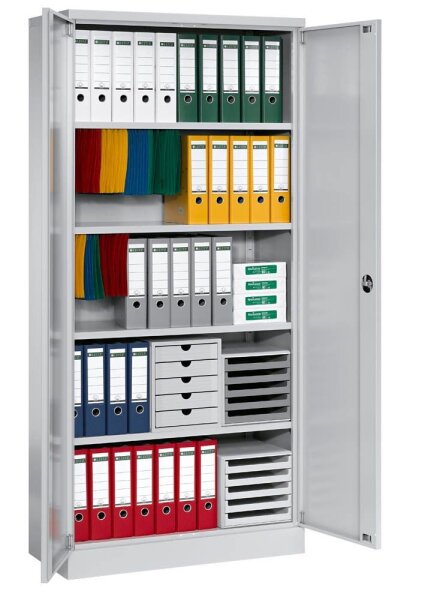 Gürkan Stahlschrank 100070 lichtgrau 4 Fachböden 92,0 x 42,0 x 195,0 cm, aufgebaut, 1 St.