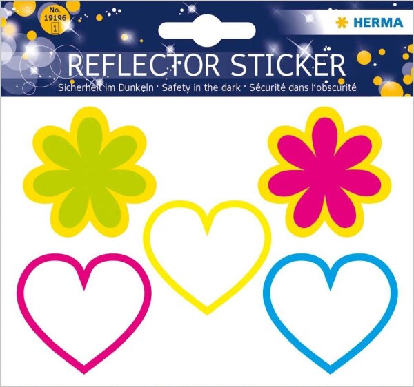 HERMA reflektierende Aufkleber Blumen und Herzen, 5 St.