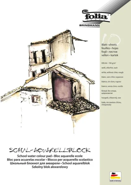 folia Aquarellblock SCHULE 3-Seiten verleimt DIN A4 150...