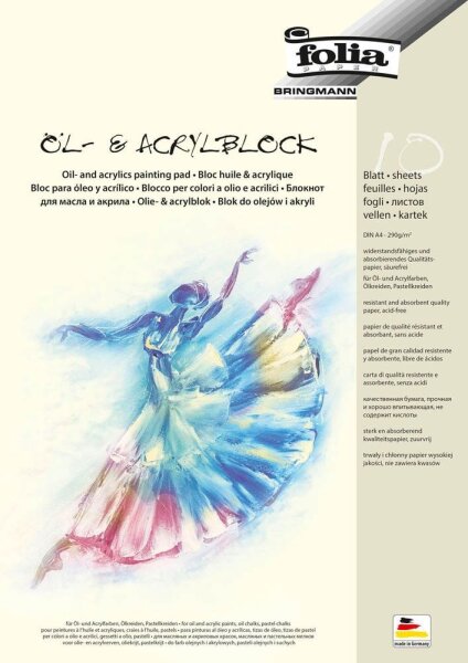 folia Zeichenblock für Öl- und Acrylfarben DIN A4 290 g/qm, 10 Blatt, 10 Blatt